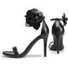 image:imageDREAM PAIRS Womens High Heels Flower Ankle Strap Stilettos Round Open Toe Dressy Sexy SandalsBlackpu