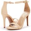 image:imageDREAM PAIRS Womens High Heels Flower Ankle Strap Stilettos Round Open Toe Dressy Sexy SandalsNudeNubuck