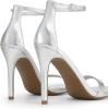 image:imageDREAM PAIRS Womens High Heels Flower Ankle Strap Stilettos Round Open Toe Dressy Sexy SandalsSilvermetallic