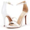image:imageDREAM PAIRS Womens High Heels Flower Ankle Strap Stilettos Round Open Toe Dressy Sexy SandalsWhitePat