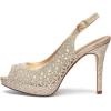 image:imageDREAM PAIRS Womens High Heels Platform Dress Rhinestones Peep Toe Pumps ShoesGoldGlitter