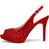 image:imageDREAM PAIRS Womens High Heels Platform Dress Rhinestones Peep Toe Pumps ShoesRedSuede