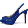 image:imageDREAM PAIRS Womens High Heels Platform Dress Rhinestones Peep Toe Pumps ShoesRoyalBlueSuede