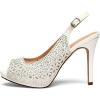 image:imageDREAM PAIRS Womens High Heels Platform Dress Rhinestones Peep Toe Pumps ShoesWhiteGlitter