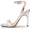 image:imageDREAM PAIRS Womens High Stilettos Open Square Toe Ankle Strap Heels Sexy Comfort Strappy Dress Shoes Wedding Bridal Pumps SandalsSilverpat