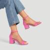 image:imageDREAM PAIRS Womens LowChunk Low Heel Pump SandalFuchsiaSuede