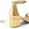 image:imageDREAM PAIRS Womens LowChunk Low Heel Pump SandalGoldmetallic