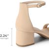 image:imageDREAM PAIRS Womens LowChunk Low Heel Pump SandalNudeNubuck