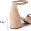 image:imageDREAM PAIRS Womens LowChunk Low Heel Pump SandalNudesuede