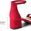 image:imageDREAM PAIRS Womens LowChunk Low Heel Pump SandalRedSuede
