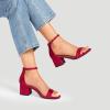 image:imageDREAM PAIRS Womens LowChunk Low Heel Pump SandalRedSuede