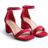 image:imageDREAM PAIRS Womens LowChunk Low Heel Pump SandalRedSuede