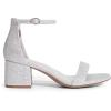 image:imageDREAM PAIRS Womens LowChunk Low Heel Pump SandalSilverGlitter