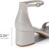 image:imageDREAM PAIRS Womens LowChunk Low Heel Pump SandalSilverGlitter