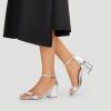 image:imageDREAM PAIRS Womens LowChunk Low Heel Pump SandalSilvermetallic