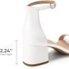 image:imageDREAM PAIRS Womens LowChunk Low Heel Pump SandalWhitePu
