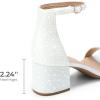 image:imageDREAM PAIRS Womens LowChunk Low Heel Pump SandalWhitepearl
