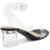 image:imageDREAM PAIRS Womens Open Toe Ankle Strap Low Block Chunky Heels Sandals Party Dress Pumps ShoesBlackClear
