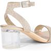 image:imageDREAM PAIRS Womens Open Toe Ankle Strap Low Block Chunky Heels Sandals Party Dress Pumps ShoesGoldClearrhinestone