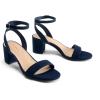 image:imageDREAM PAIRS Womens Open Toe Ankle Strap Low Block Chunky Heels Sandals Party Dress Pumps ShoesNavySuede