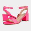 image:imageDREAM PAIRS Womens Open Toe Ankle Strap Low Block Chunky Heels Sandals Party Dress Pumps ShoesNeonPinkPu