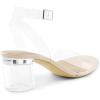 image:imageDREAM PAIRS Womens Open Toe Ankle Strap Low Block Chunky Heels Sandals Party Dress Pumps ShoesNudeClear