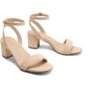 image:imageDREAM PAIRS Womens Open Toe Ankle Strap Low Block Chunky Heels Sandals Party Dress Pumps ShoesNudeNubuck