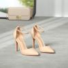 image:imageDREAM PAIRS Womens OppointedLacey Pointed Toe Ankle Strap High Heel Stiletto Pumps Wedding Dress ShoesNudeSuede