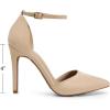 image:imageDREAM PAIRS Womens OppointedLacey Pointed Toe Ankle Strap High Heel Stiletto Pumps Wedding Dress ShoesNudeSuede