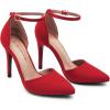 image:imageDREAM PAIRS Womens OppointedLacey Pointed Toe Ankle Strap High Heel Stiletto Pumps Wedding Dress ShoesRedSuede