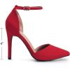 image:imageDREAM PAIRS Womens OppointedLacey Pointed Toe Ankle Strap High Heel Stiletto Pumps Wedding Dress ShoesRedSuede