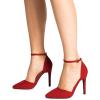 image:imageDREAM PAIRS Womens OppointedLacey Pointed Toe Ankle Strap High Heel Stiletto Pumps Wedding Dress ShoesRedSuede