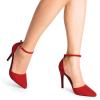 image:imageDREAM PAIRS Womens OppointedLacey Pointed Toe Ankle Strap High Heel Stiletto Pumps Wedding Dress ShoesRedSuede