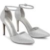 image:imageDREAM PAIRS Womens OppointedLacey Pointed Toe Ankle Strap High Heel Stiletto Pumps Wedding Dress ShoesSilverGlitter
