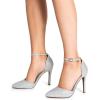 image:imageDREAM PAIRS Womens OppointedLacey Pointed Toe Ankle Strap High Heel Stiletto Pumps Wedding Dress ShoesSilverGlitter