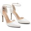 image:imageDREAM PAIRS Womens OppointedLacey Pointed Toe Ankle Strap High Heel Stiletto Pumps Wedding Dress ShoesWhitePu