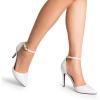 image:imageDREAM PAIRS Womens OppointedLacey Pointed Toe Ankle Strap High Heel Stiletto Pumps Wedding Dress ShoesWhitePu