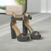 image:imageDREAM PAIRS Womens Platform Heel Sandals Open Toe Ankle Strap Heel Fashion Wedding Party Dress Sandals ShoesBlackSuede