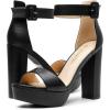 image:imageDREAM PAIRS Womens Platform Heel Sandals Open Toe Ankle Strap Heel Fashion Wedding Party Dress Sandals ShoesBlackpu
