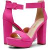 image:imageDREAM PAIRS Womens Platform Heel Sandals Open Toe Ankle Strap Heel Fashion Wedding Party Dress Sandals ShoesHot Pinksuede