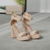 image:imageDREAM PAIRS Womens Platform Heel Sandals Open Toe Ankle Strap Heel Fashion Wedding Party Dress Sandals ShoesNude Nubuck