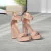 image:imageDREAM PAIRS Womens Platform Heel Sandals Open Toe Ankle Strap Heel Fashion Wedding Party Dress Sandals ShoesNude Suede