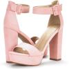 image:imageDREAM PAIRS Womens Platform Heel Sandals Open Toe Ankle Strap Heel Fashion Wedding Party Dress Sandals ShoesPinkSuede
