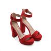 image:imageDREAM PAIRS Womens Platform Heel Sandals Open Toe Ankle Strap Heel Fashion Wedding Party Dress Sandals ShoesRedSuede