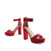 image:imageDREAM PAIRS Womens Platform Heel Sandals Open Toe Ankle Strap Heel Fashion Wedding Party Dress Sandals ShoesRedSuede