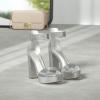 image:imageDREAM PAIRS Womens Platform Heel Sandals Open Toe Ankle Strap Heel Fashion Wedding Party Dress Sandals ShoesSilverGlitter