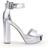 image:imageDREAM PAIRS Womens Platform Heel Sandals Open Toe Ankle Strap Heel Fashion Wedding Party Dress Sandals ShoesSilverpat