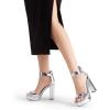 image:imageDREAM PAIRS Womens Platform Heel Sandals Open Toe Ankle Strap Heel Fashion Wedding Party Dress Sandals ShoesSilverpat