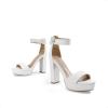 image:imageDREAM PAIRS Womens Platform Heel Sandals Open Toe Ankle Strap Heel Fashion Wedding Party Dress Sandals ShoesWhitePu