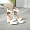 image:imageDREAM PAIRS Womens Platform Heel Sandals Open Toe Ankle Strap Heel Fashion Wedding Party Dress Sandals ShoesWhitePu